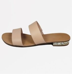 Dune London Beige Sandals with Crystal Accent